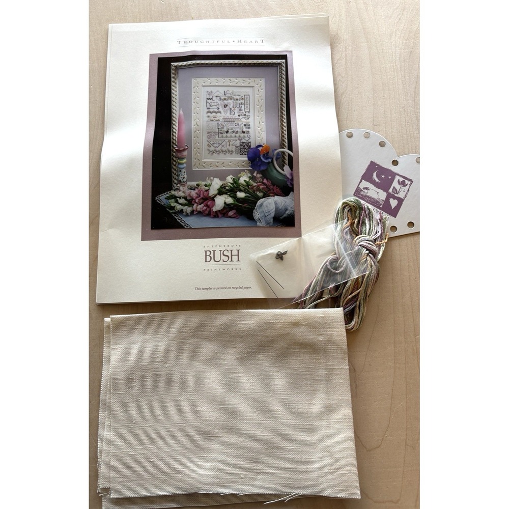 Shepherd's Bush Thoughtful Heart Cross Stitch Kit Sampler Linen Thread Charm